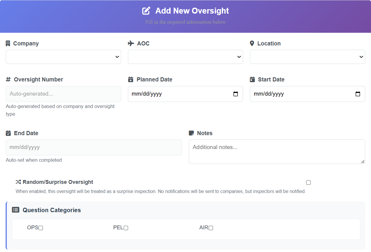 انشاء Oversight